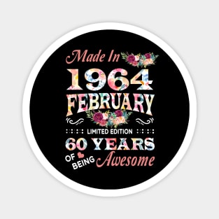 February Flower Made In 1964 60 Years Of Being Awesome Magnet